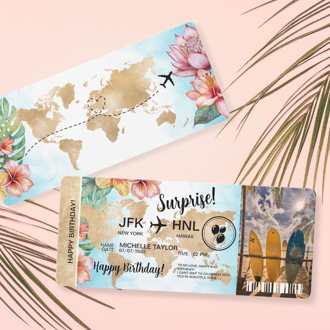 Carte d'embarquement surprise Voyage Billet Hawaii (Créateur téléchargé)