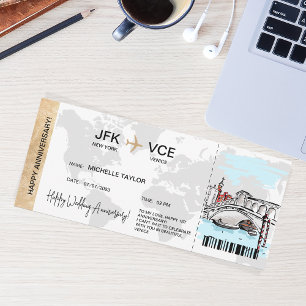 Carte d'embarquement Surprise Voyage Ticket Venise