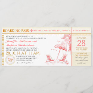 carte d'embarquement tropical invitations de maria