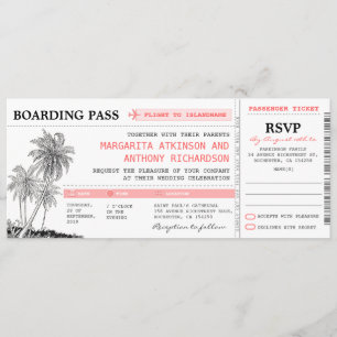 carte d'embarquement tropicale billets mariage ave