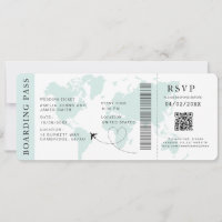 Carte d'embarquement turquoise Destination mariage