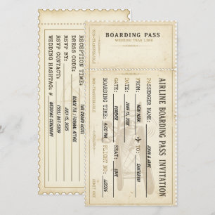 Carte d'embarquement Vintage Champagne Ivoire Clas