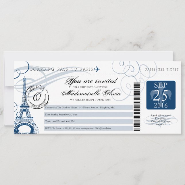 Carte d'embarquement vintage de fête (Devant)