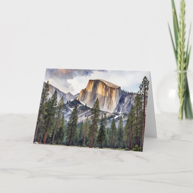 Carte Demi-Dôme Yosemite Parc National Aquarelle (Devant)