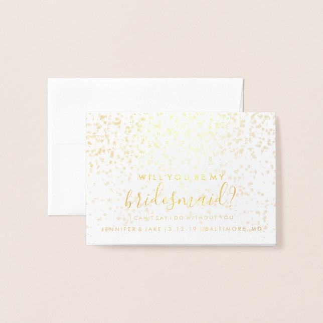 Carte Demoiselle d'Honneur - Confettis Feuille de  (Devant avec enveloppe)
