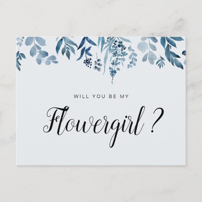 carte demoiselle d'honneur florale bleue (Devant)