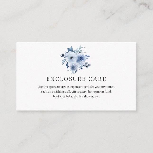 Carte d'encart de fleurs bleues à l'aquarelle (Devant)