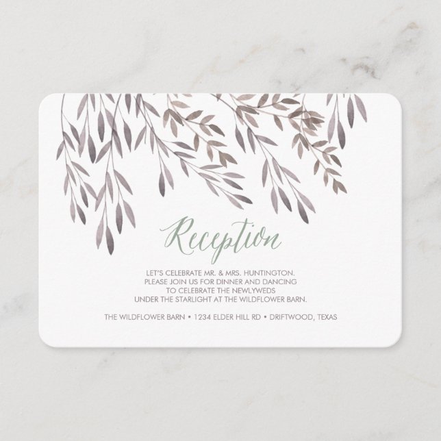 Carte d'encart de réception de mariage aux fleurs  (Devant)