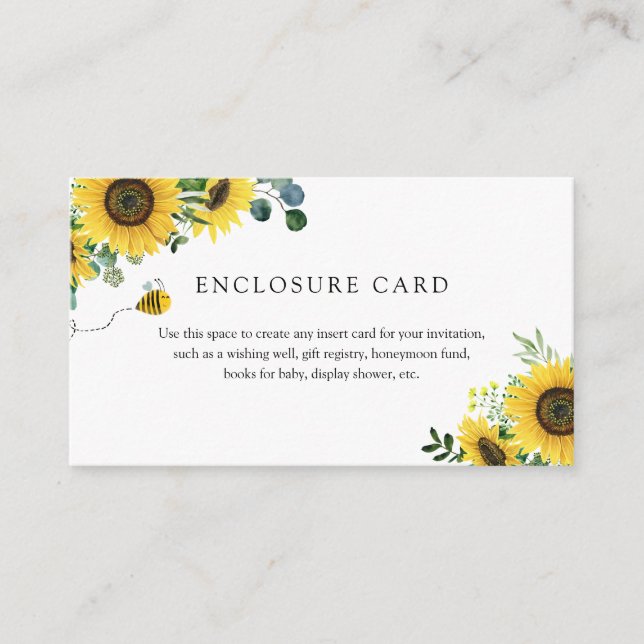 Carte d'encart de tournesol Meant to Bee (Devant)