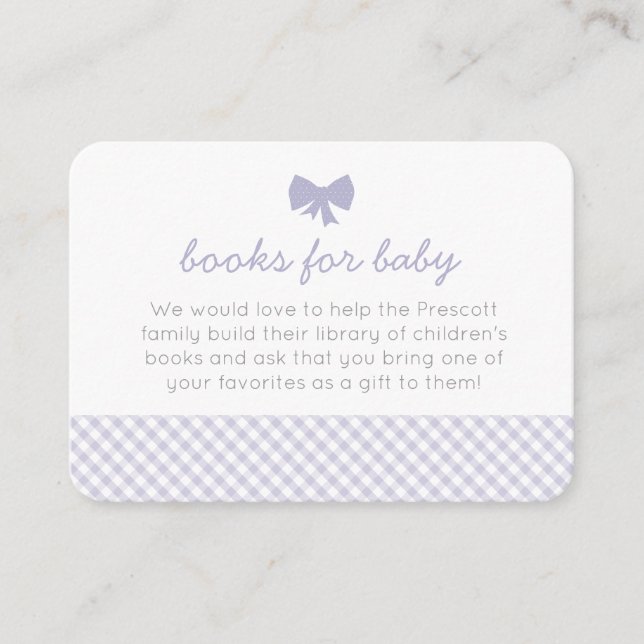 Carte d'enceinte de baby shower arc en vichy viole (Devant)