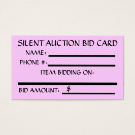 Carte d'enchère Silent Auction