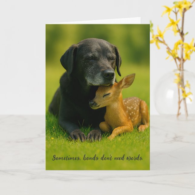 Carte d'encouragement avec adorable chien de labor (Fleur jaune)