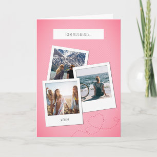 Carte d'encouragement rose style Polaroid