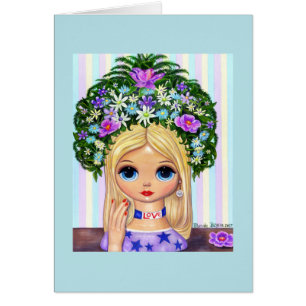 Carte d'enfant de fleur de Blythe des années 1960