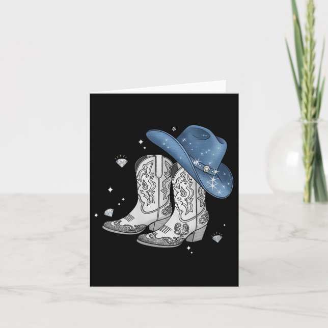 Carte Dénim &amp; Diamants Black Tee Western Cowg (Devant)