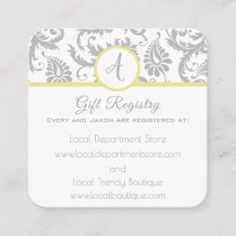 Carte d'enregistrement cadeau Iris Mariage damassé