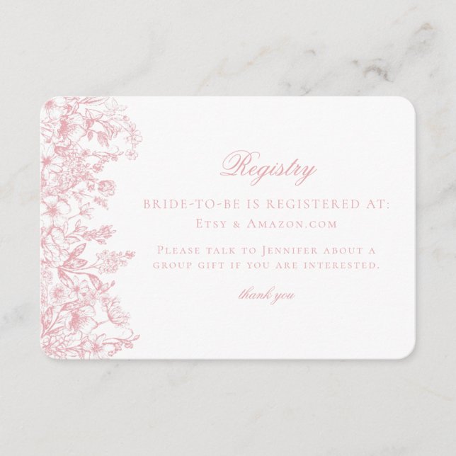Carte d'enregistrement de la nuptiale rose de la C (Devant)