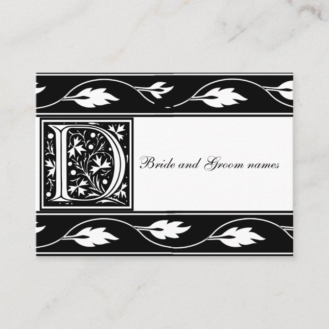 Carte d'enregistrement de mariage Monogramme D noi (Devant)