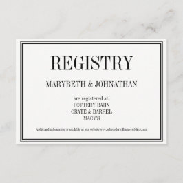 Carte d'enregistrement de mariage simple et élégan