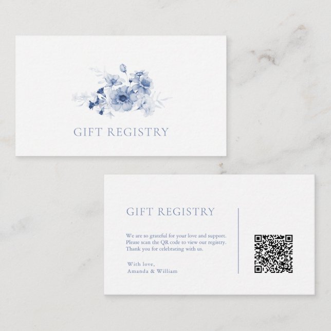 Carte d'enregistrement des Mariages de fleurs bleu (Devant / Derrière)