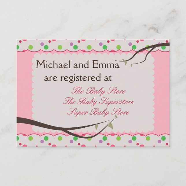 Carte d'enregistrement du Baby shower de la famill (Devant)