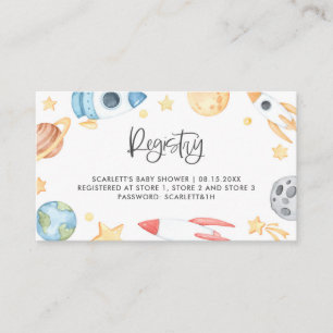 Carte d'enregistrement du Baby shower d'espace aqu