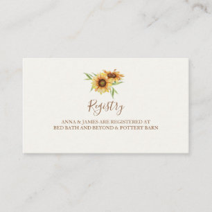 Carte d'enregistrement du Mariage de tournesol du 
