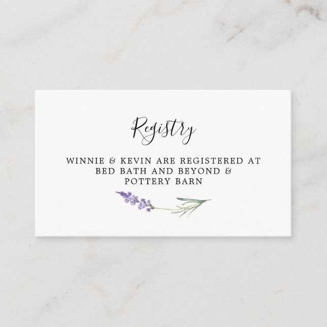 Carte d'enregistrement du Mariage floral Lavender (Devant)