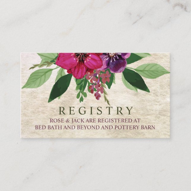 Carte d'enregistrement Mariage Earthy, Cranberry-P (Devant)