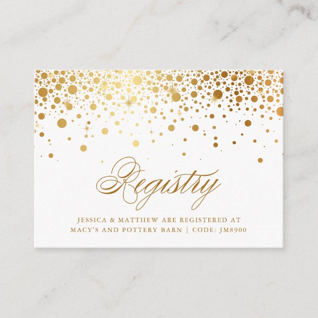 Carte d'enregistrement Mariage Faux Gold Foil Conf (Devant)