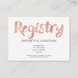 Carte d'enregistrement Mariage Gold Love Rose mode