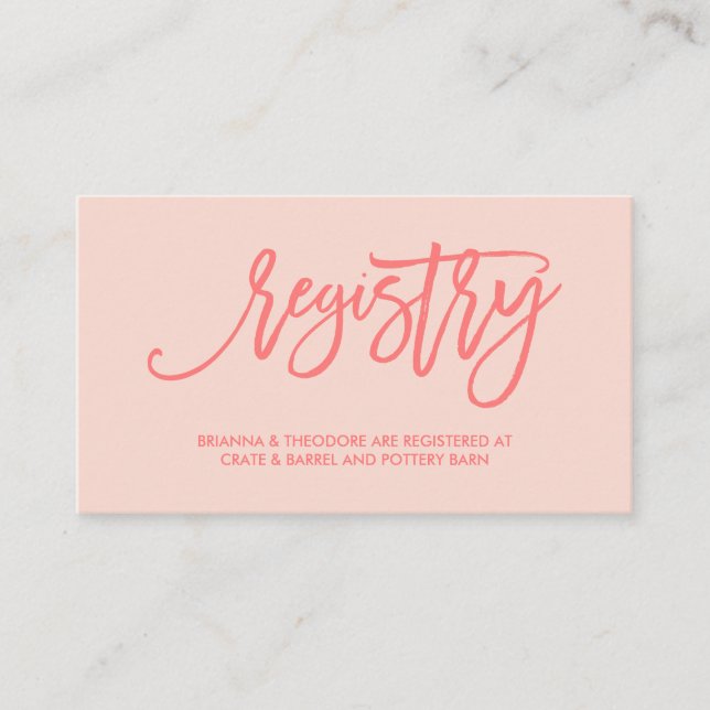 Carte d'enregistrement Mariage lettres à main chic (Devant)