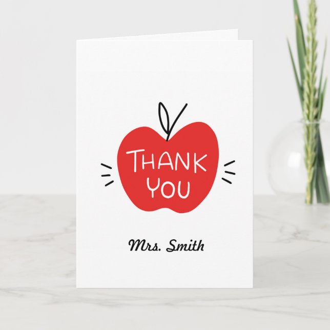 Carte d'enseignant de Merci personnalisée avec App (Devant)