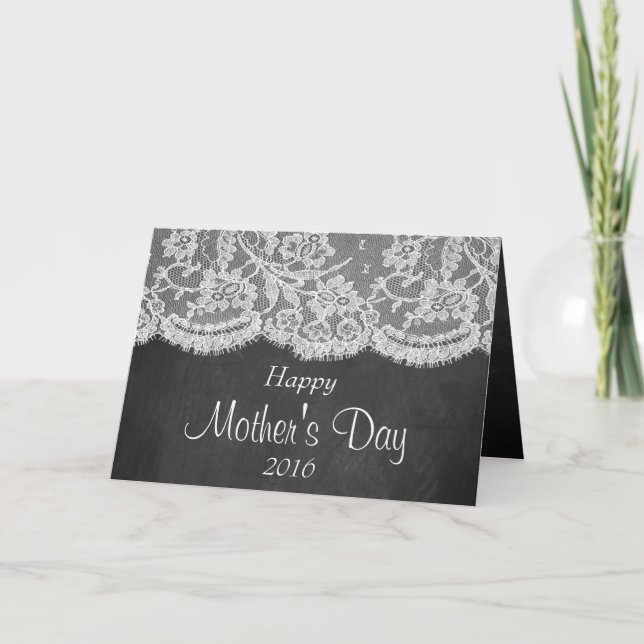 Carte Dentelle blanche sur Chalkboard Bonne fête des mèr (Devant)