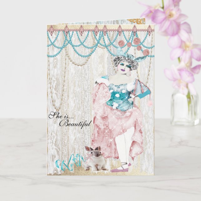 Carte Dentelle Danseur De Ballet Française Elle Est Bell (Orchidée)