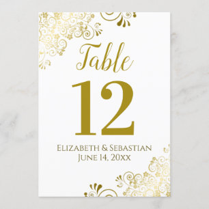Carte Dentelle d'or sur blanc Grand Mariage Numéro de ta