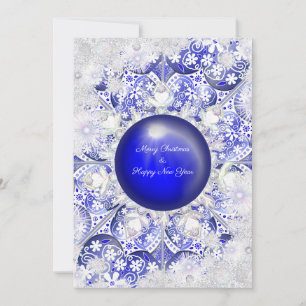 Carte Dentelle en céramique Bleu de Grèce & flocons de n