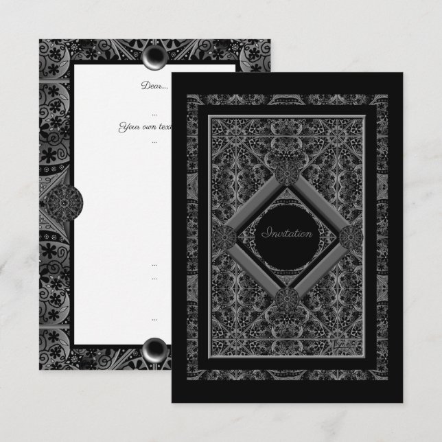 Carte Dentelle en céramique Noir (Devant / Derrière)