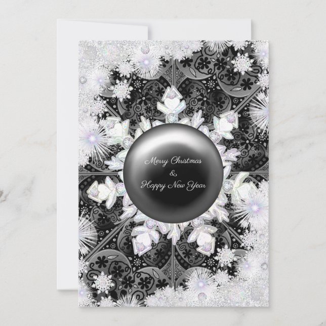 Carte Dentelle en céramique noir & flocon de neige (Devant)