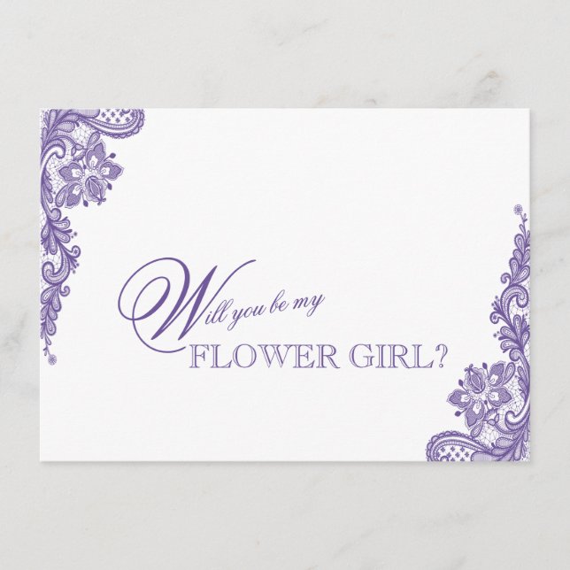 Carte Dentelle Mariage moderne Ultra Violet Fleur fille (Devant)