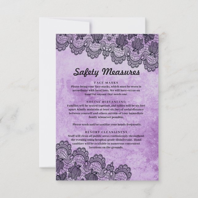 Carte Dentelle noire violet Mariage gothique Mesures de  (Devant)