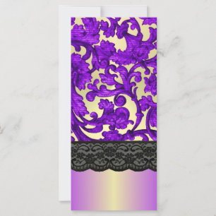 Carte Dentelle pourpre et or damée