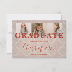 Carte Dentelle Pré-K Graduation 3 Photos Textile Texture