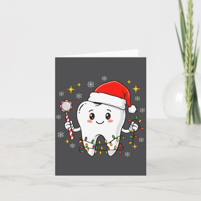 Carte Dentist Christmas Teeth Xmas Lights Funny Dental S (Devant)