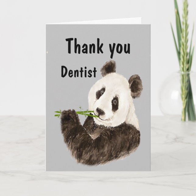 Carte Dentiste de Merci avec Ours de Panda drôle (Devant)