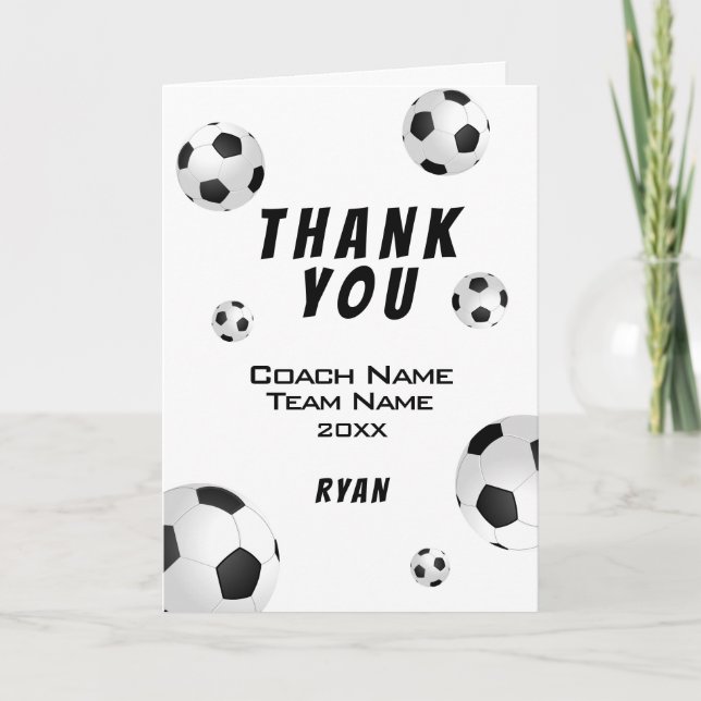 Carte d'entraîneur Merci de ballon de football (Devant)