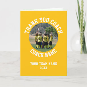 Carte d'entraîneur Merci jaune Nom de l'équipe Pho