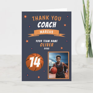 Carte d'entraîneur Merci photo de balle de basket 