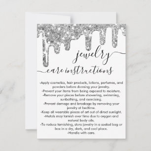 Carte d'entretien pour bijoux à Parties scintillan