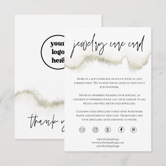 Carte d'entretien pour bijoux en or Ajouter Petite (Devant / Derrière)